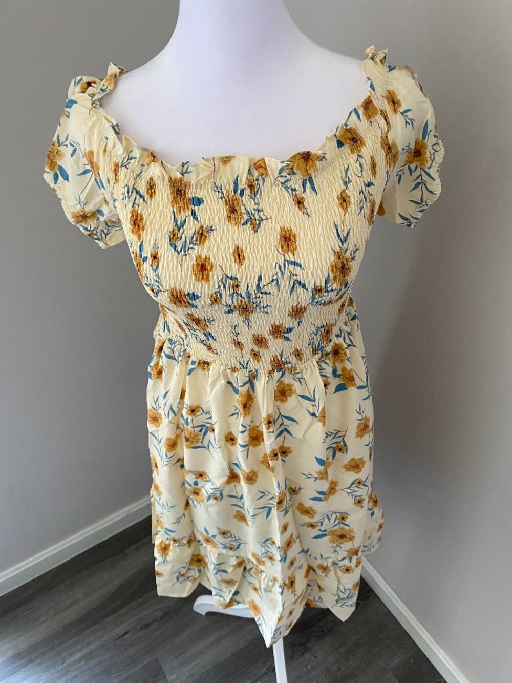 Floral Puff Sleeve Ruffle Dress